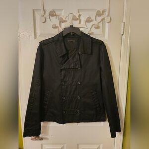 Zara Black Double-Breasted Pea Coat Size XXL